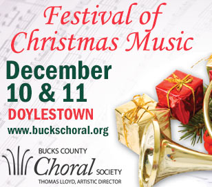 On December 11 at St. Paul's Lutheran Church and on December 12 at Our Lady of Mount Carmel (both in Doylestown), the Bucks County Choral Society will sing John Rutter’s popular Gloria with the Fairmount Brass, as well as our traditional “Hallelujah chorus and carol arrangements. If you've never attended our Christmas concert before, it's an experience you'll want to make an annual tradition! 