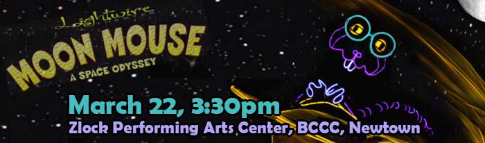 Lightwire Theater is proud to present Moon Mouse, a cosmic adventure about celebrating differences. Marvin the Mouse wants to be popular. Constantly bullied and picked on by the “cool” rats, he is labeled as a loser and a geek. As respite from the continuous badgering, Marvin retreats into his science books and a world of fantasy. He longs to have adventures and to be the hero. Join Marvin on the space adventure of a lifetime: a trip to the surface of the moon on his homemade rocket where he meets a strange cast of misfit creatures, learns of infinite peril, and views awesome beauty. Will Marvin make his dreams come true and experience the glory and acceptance he craves? A Family Fun Event!